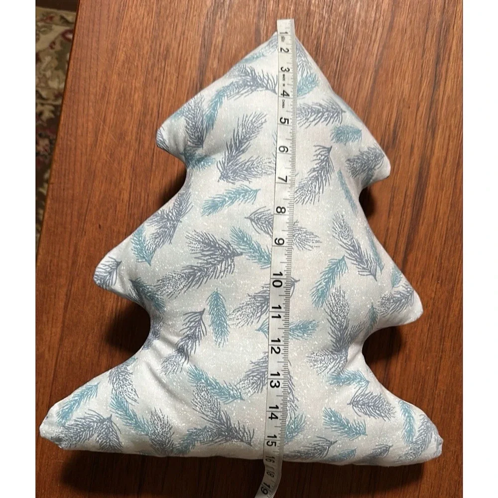 Handmade Christmas Tree Accent Decor Pillow Blue Grey Winter 16
